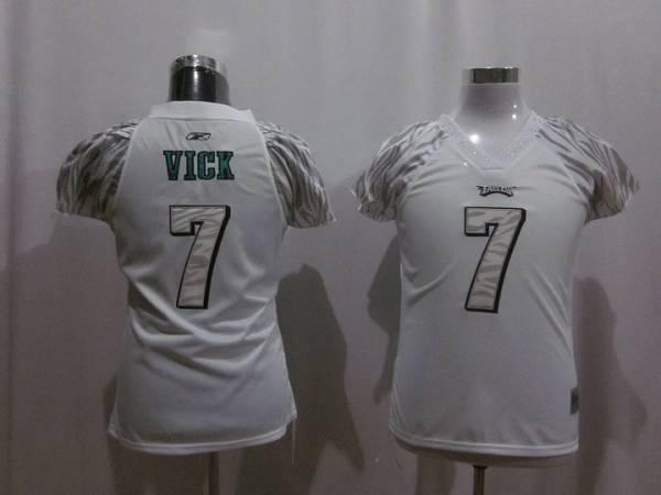 Eagles #7 Michael Vick White Women's Zebra Field Flirt Stitched NFL Jersey